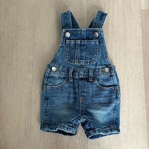 Old Navy Baby Unisex Medium Wash 100% Cotton Denim Shirt Overalls 3-9 Months